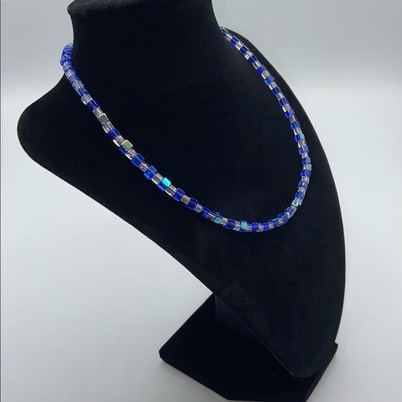 Handmade Glass Cube Bead Necklace & Bracelet Set - Picture 6 of 14